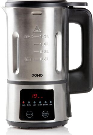 Суповарка DOMO DO727BL 1,2 л Стаціонарний міксер з 6 автоматичними програмами Нержавіюча сталь/Чорний