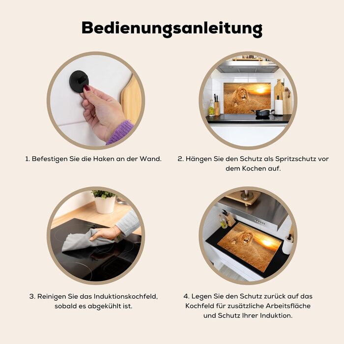 Фартух для плити, кухонний фартух, вініл, 78x52 см, декор для кухні, облицювання стіни, кришка для плити - сіро-чорна (Lev - Sunset, 52Д x 80Ш см)