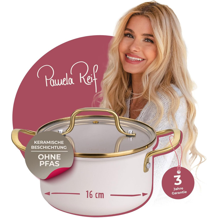 Кастрюля 1,7 л со стеклянной крышкой 16 см, пастельно-бежевый Pamela Reif Fackelmann