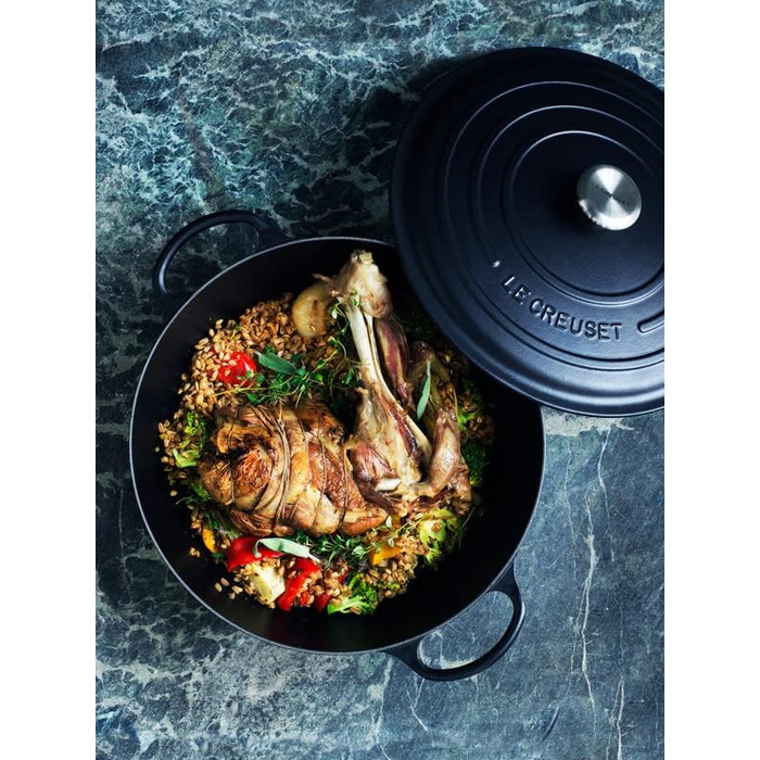 Чавунна каструля Le Creuset Signature La Marmite, 32 см, 4,1 л, підходить для всіх типів плит та індукції (матовий чорний)