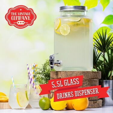 Скляний диспенсер для напоїв з краном 5,5 л The Vintage Company