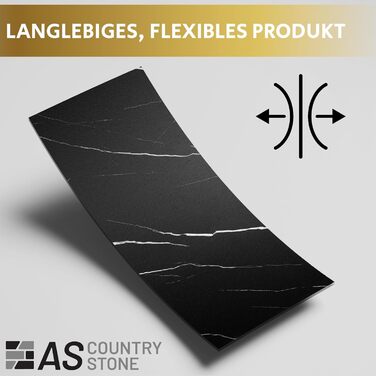 Стінові панелі AS Country Stone під мармур 60x120 см ПВХ-облицювання стіни з пластикових панелей для кухні, ванної кімнати тощо Панель кухонного фартуха (, чорний)