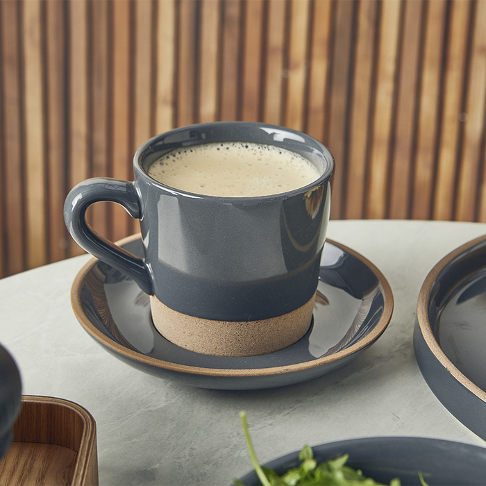 Блюдце 16 см, серое, Kava Dark Grey Stoneware, GenWare