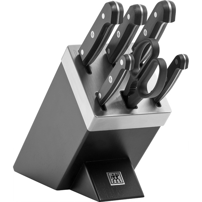 Набор из 5 ножей с ножницами и затачивающим блоком, черный Gourmet Zwilling