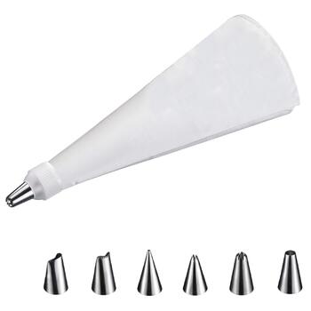 Кондитерський мішок 30 см та 6 сталевих насадок, кремово-білий Westmark