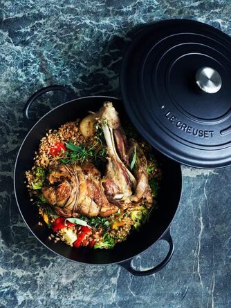 Чавунна каструля Le Creuset Signature La Marmite, 32 см, 4,1 л, підходить для всіх типів плит та індукції (матовий чорний)