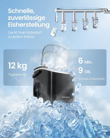 Ледогенератор для дома и вечеринок 9 кубиков за 6 минут 100 Вт SONGMICS