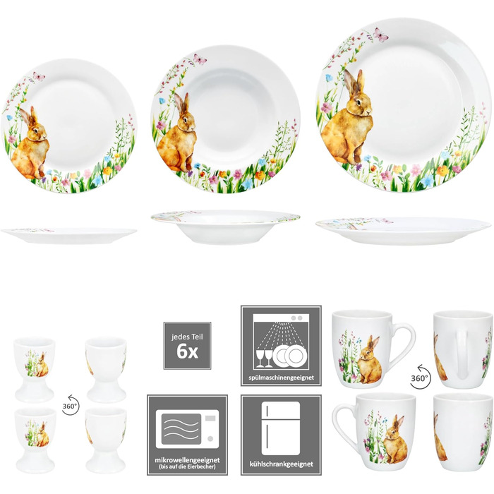 Пасхальный набор посуды из 30 предметов на 6 человек MamboCat