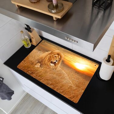 Фартух для плити, кухонний фартух, вініл, 78x52 см, декор для кухні, облицювання стіни, кришка для плити - сіро-чорна (Lev - Sunset, 52Д x 80Ш см)