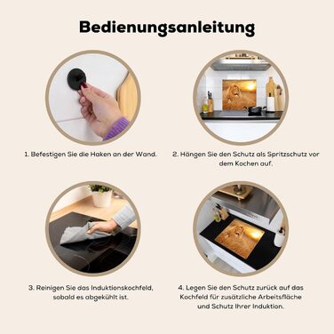 Фартух для плити, кухонний фартух, вініл, 78x52 см, декор для кухні, облицювання стіни, кришка для плити - сіро-чорна (Лев - Захід сонця, 51Д x 59Ш см)