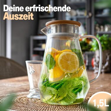 Стеклянный кувшин с крышкой 1,5 л CLIDOR