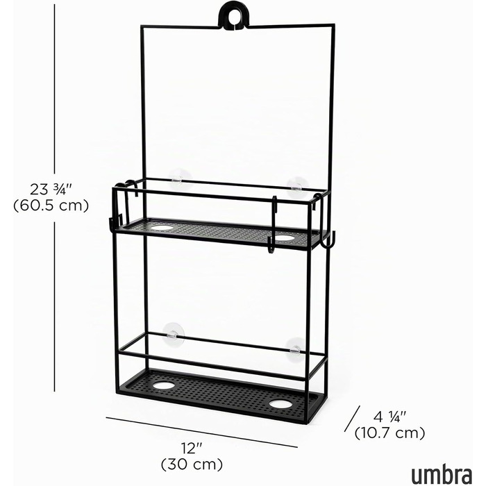 Подвесная полка-органайзер для душа 30 х 10,7 х 60,5 см черная Cubiko Umbra