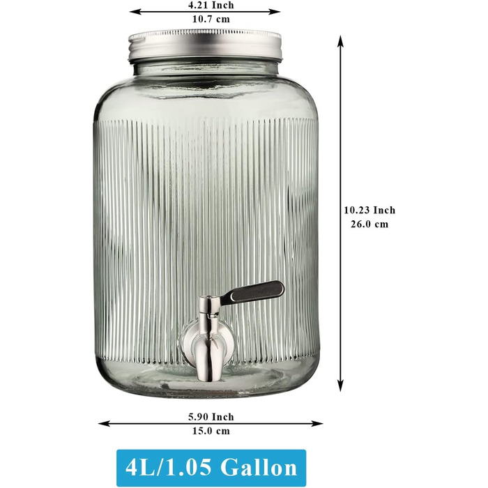 Стеклянный диспенсер для напитков 4 л Berglander