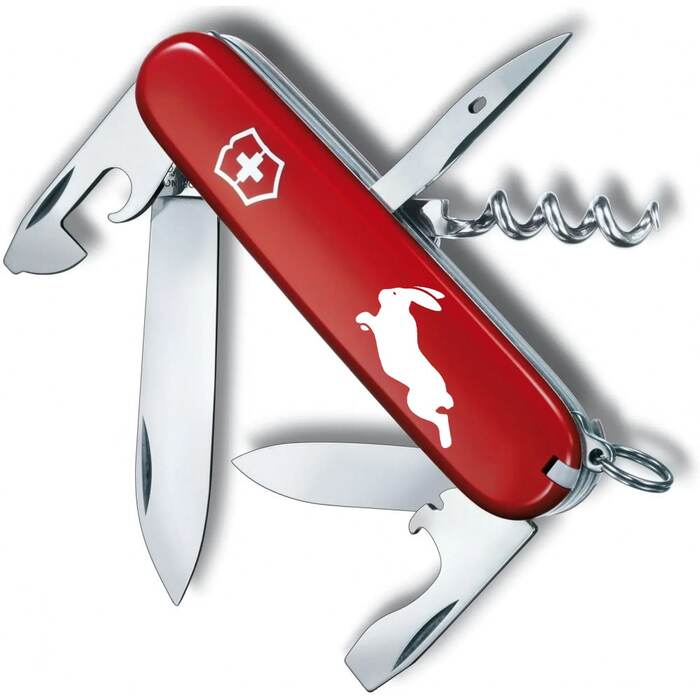 Ніж Victorinox Spartan Zodiac 91мм/12функ/черв /Спритний Кролик біл.