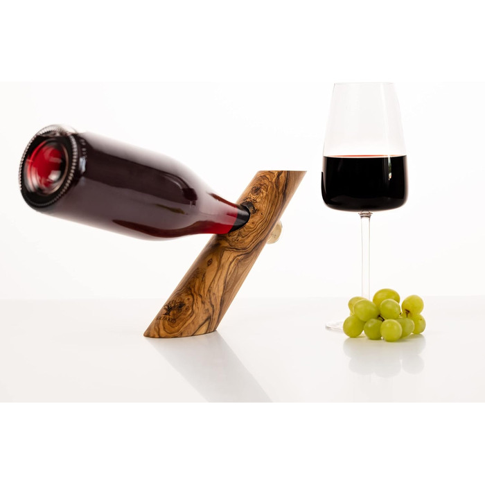 Тримач для винних пляшок SOLTAKO з ексклюзивного оливкового дерева, тримач для пляшок, тримач для вина Ідея подарунка Природа Прикраса столу Підставка для вина 30 см