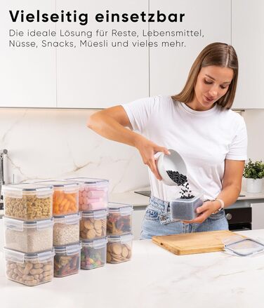 Набор из 12 контейнеров для хранения 800 мл, прозрачный/черный Deco haus