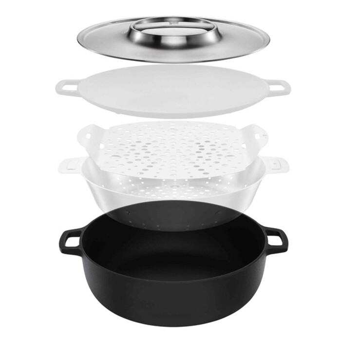 Каструля з кришкою чавунна Fiskars Norden Grill 6 л, 30 см (1066430)