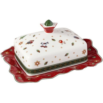 Маслянка Toy&39s Delight, Барвиста, Колекційна, Різдвяні прикраси-іграшки, Різдвяні прикраси, Купол для масла, Контейнер для масла, Преміум порцеляна