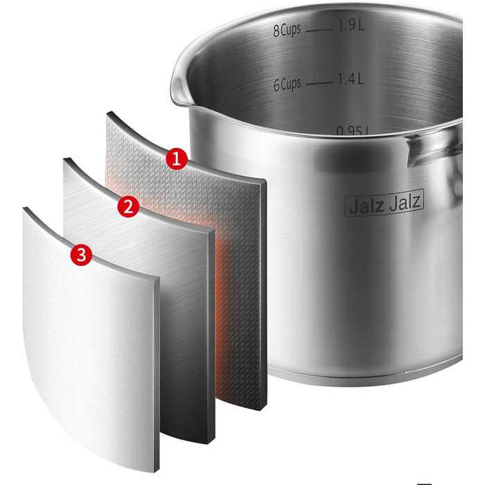 Кастрюля из нержавеющей стали со стеклянной крышкой 1.9 л jalz jalz