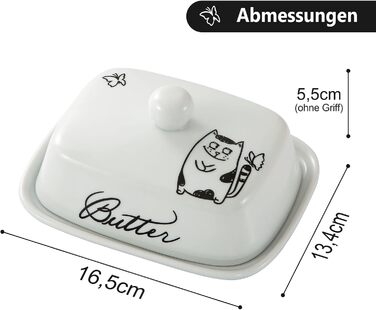 Маслянка з ручкою для 250 г вершкового масла, високоякісна кераміка, білий колір з квітковим та бджолиним візерунком, порцеляна, класична маслянка, дзвіночок для масла, маслянка, контейнер для масла, коробка для масла, можна мити в посудомийній машині (ка