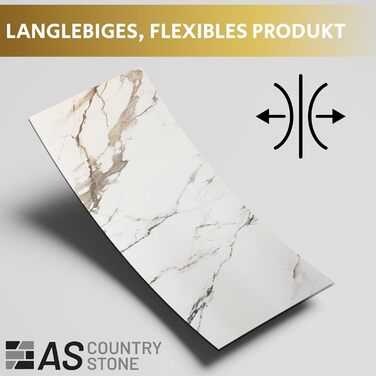 Стінові панелі AS Country Stone під мармур 60x120 см ПВХ-облицювання стіни з пластикових панелей для кухні, ванної кімнати тощо Панель кухонного фартуха (4 шт., вертикальна)