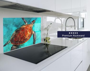 Кухонний фартух timalo зі скляним виглядом Північне море, очерет, захід сонця, океан, солома 2-мм акрилове скло Бризкозахисна стінка для плити, скляний кухонний фартух, акрилові скляні стінові панелі, захисна панель для фартуха (80 x 50 см, 310- Turtle)