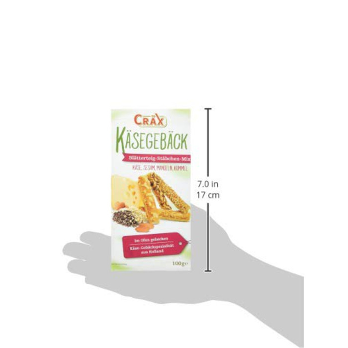 Печенье с сыром - палочки с кунжутом, миндалем и тмином, 10 упаковок по 100 г. Cräx