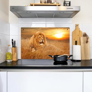 Фартух для плити, кухонний фартух, вініл, 78x52 см, декор для кухні, облицювання стіни, кришка для плити - сіро-чорна (Lev - Sunset, 52Д x 80Ш см)