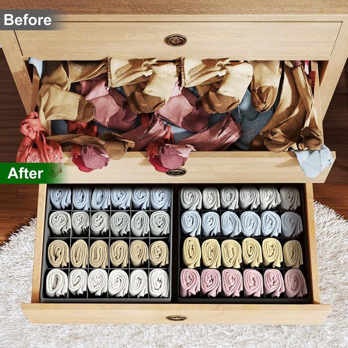 Органайзер для одягу на 24 відділення, набір 4 предмети, чорний Homsorout