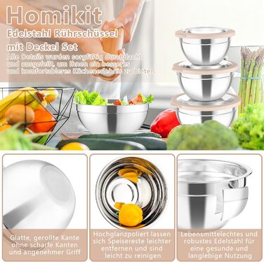 Набір мисок для змішування з нержавіючої сталі Homikit