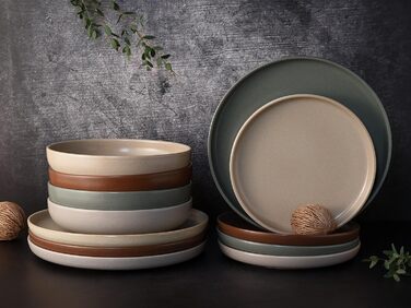 Набір посуду серії Uno з 16 предметів, комбінований набір керамограніту (натуральний, посуд з 12 предметів), 22978