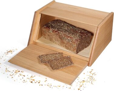 Хлібний контейнер Zassenhaus Montana, Хлібний кошик з відкидною кришкою, бук 40 x 30 x 18 см, 065046 коричневий