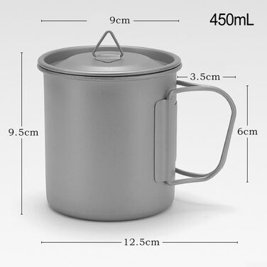 Туристична чашка з титану для кемпінгу 450 мл DAZZLEEX