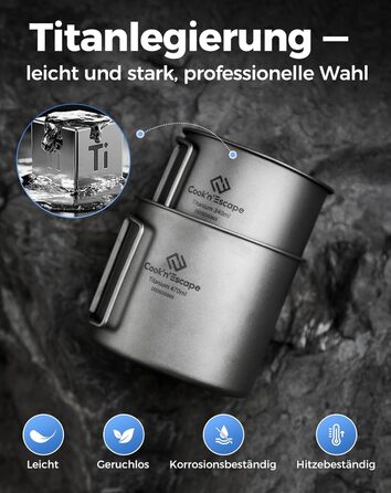 Набор туристических титановых кружок 340 и 470 мл COOK'N'ESCAPE