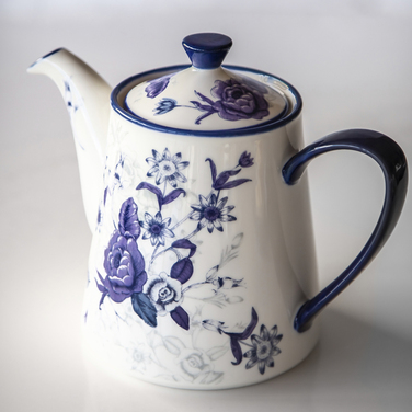 Чайник заварочный London Pottery BLUE ROSE, керамика, миндальная слоновая кость/синий, 900 мл