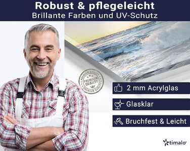 Кухонний фартух Timalo зі скляним виглядом Північне море, очерет, захід сонця, океан, солома 2-мм акрилове скло Бризкозахисна стіна для плити, скляний кухонний фартух, акрилові скляні стінові панелі, захисна панель для фартуха (120 x 80 см, 313- Хвилі на 