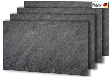 Стінові панелі AS Country Stone під мармур 60x120 см ПВХ-облицювання стіни з пластикових панелей для кухні, ванної кімнати тощо Панель кухонного фартуха (4 шт., Darkstone)