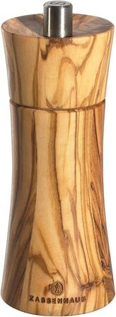 Соляний млин Zassenhaus Франкфурт-на-Майні 18 см, оливкова деревина з плавним регулюванням високопродуктивної керамічної кавомолки, наповнена (соляний млин підставка для млина, коричневий)