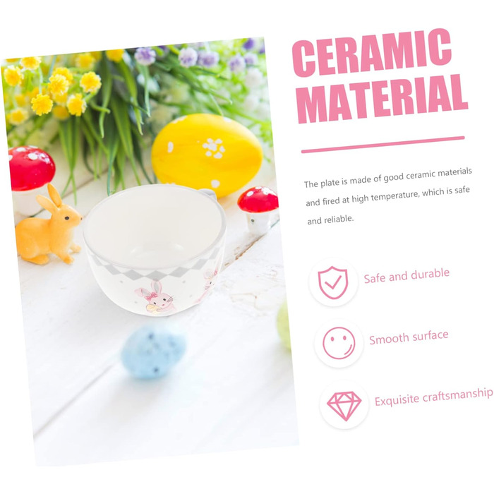 Керамічна тарілка для супу з візерунком кролика на Великдень NAMOARLY