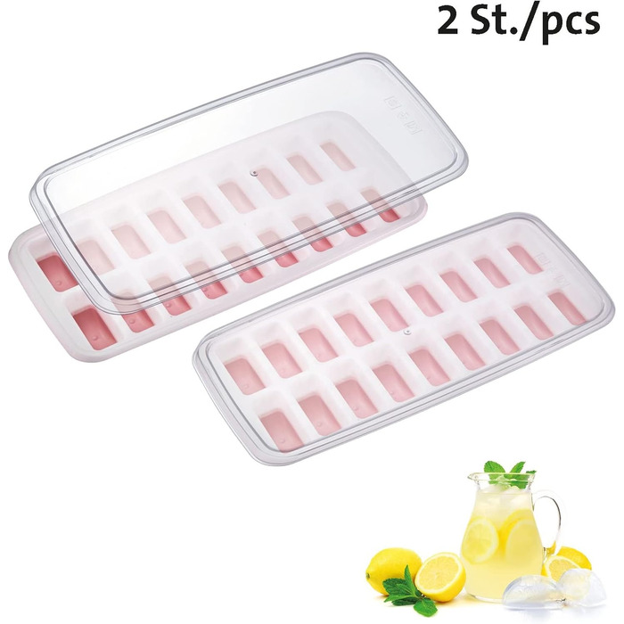 Льодогенератор Westmark Ice Cube Maker Cube форма для льоду з кришкою, для приготування 6 великих кубиків льоду, прозорий/червоний/білий пластик, без BPA, великий (напівкруглий, маленький)