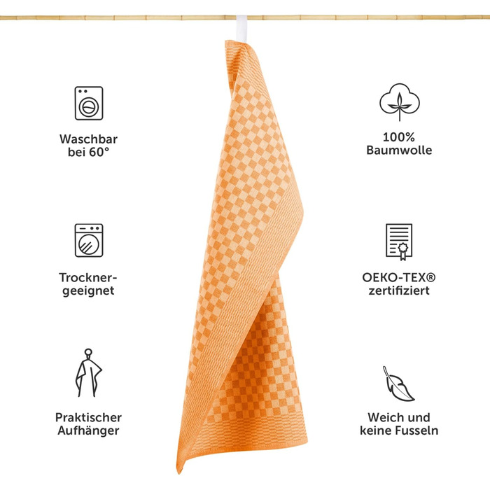 Кухонні рушники бавовняні 50 x 70 см, набір 10 предметів, помаранчеві Blumtal