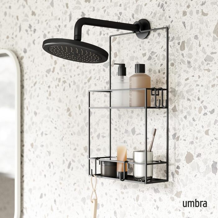Подвесная полка-органайзер для душа 30 х 10,7 х 60,5 см черная Cubiko Umbra