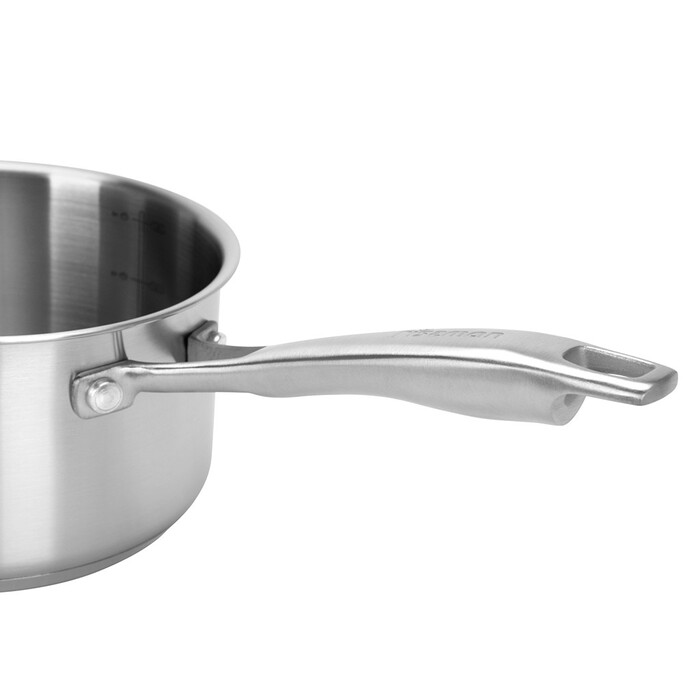 Ковш Fissman PREMIUM ONE 16x9 см/1,6 л со стеклянной крышкой нержавеющая сталь (15090)