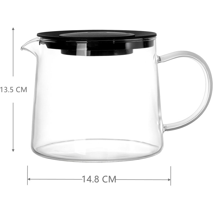 Чайник заварочный стеклянный 1,5 л с фильтром для чая Tebery