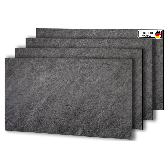 Стінові панелі AS Country Stone під мармур 60x120 см ПВХ-облицювання стіни з пластикових панелей для кухні, ванної кімнати тощо Панель кухонного фартуха (4 шт., Darkstone)