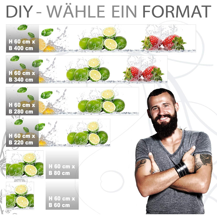 Самоклеючий кухонний фартух &39FRUIT SPLASH&39 60 x 220 см Зроби сам - Зроби сам ПВХ бризкозахисний екран В 60 см x Ш 220 см