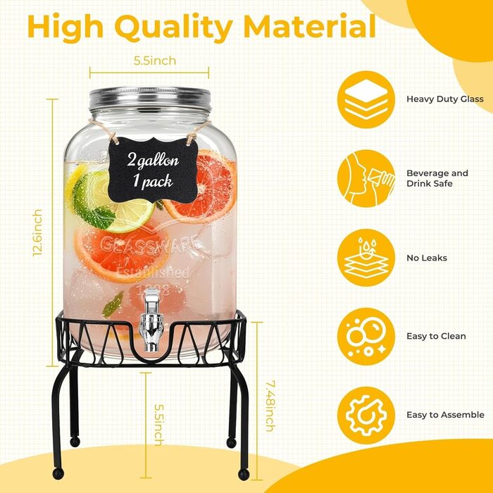 Стеклянные диспенсеры для напитков 7,6 л DHSBTLS